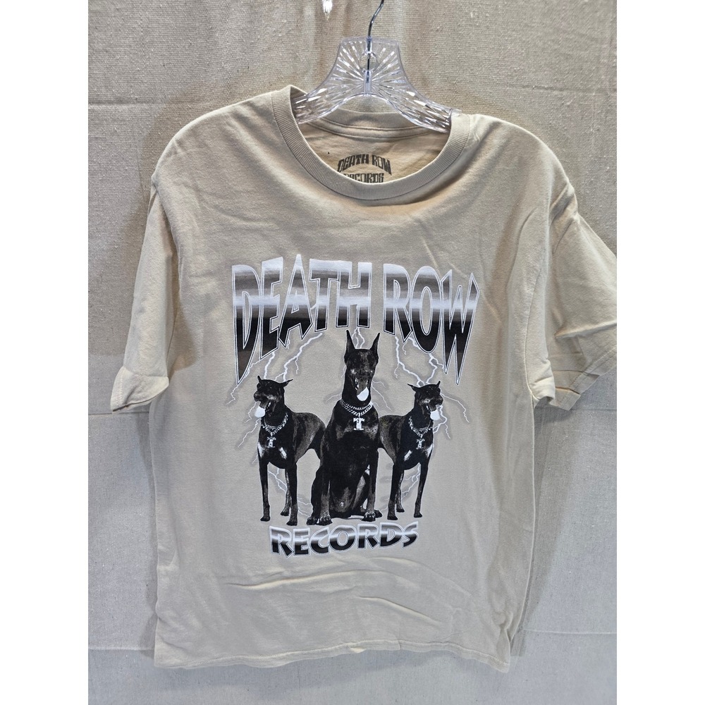 Death‎ Row Records Doberman Graphic T-Shirt Tan Mens Medium Hip Hop Rap Tee